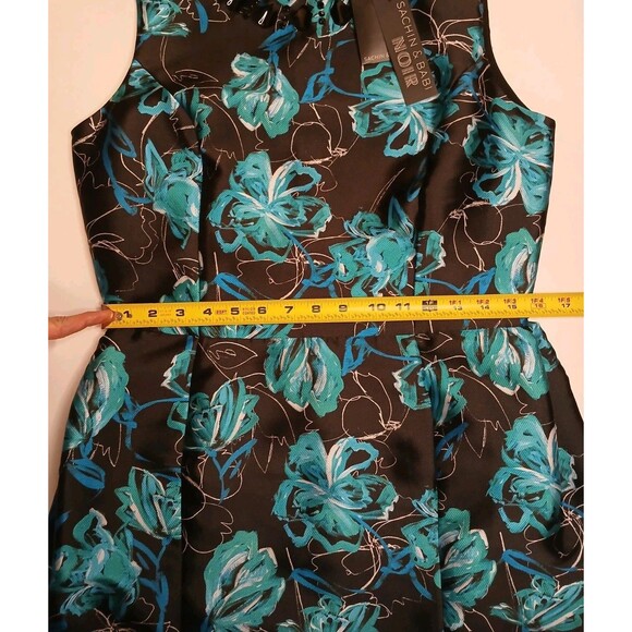 Sachin & Babi NOIR Sz 10 Sheila Floral Beaded Cocktail Dress Black Blue & Topaz - Picture 14 of 16